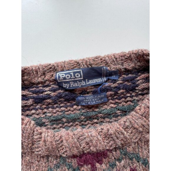 Men's POLO RALPH LAUREN Brown Reindeer Deer Wool Knit Handknit Sweater, Size S - Picture 8 of 10